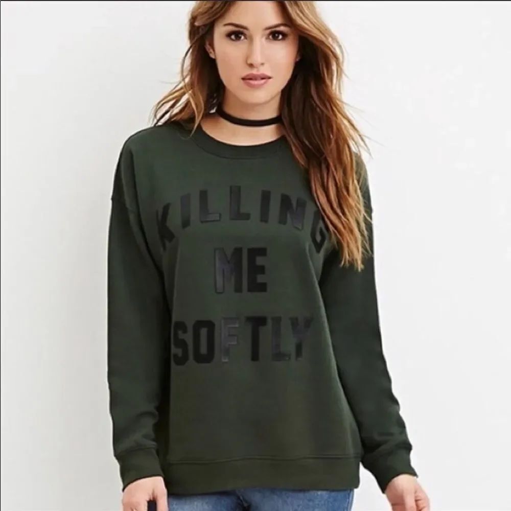 LYRIX | Killing Me Softly Lyrics Sweatshirt Green Black Women’s Size Medium